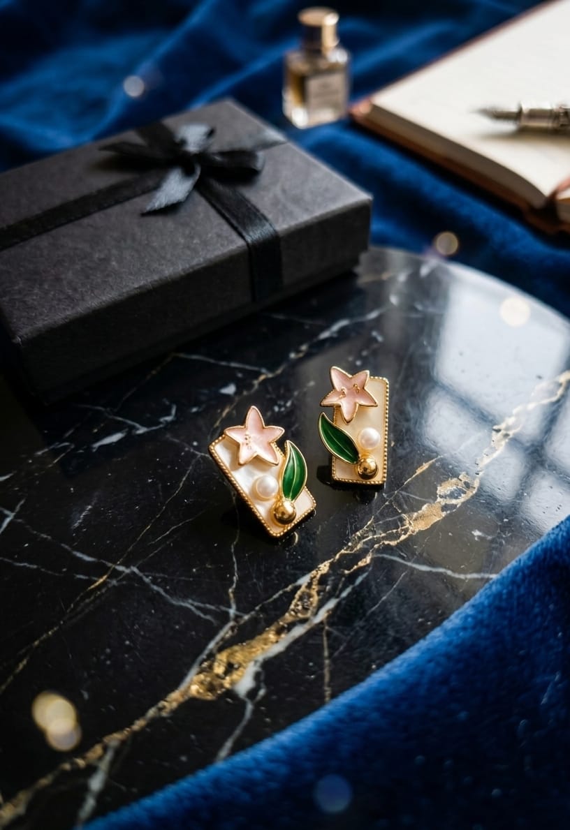 Blossom leaves kundan studs